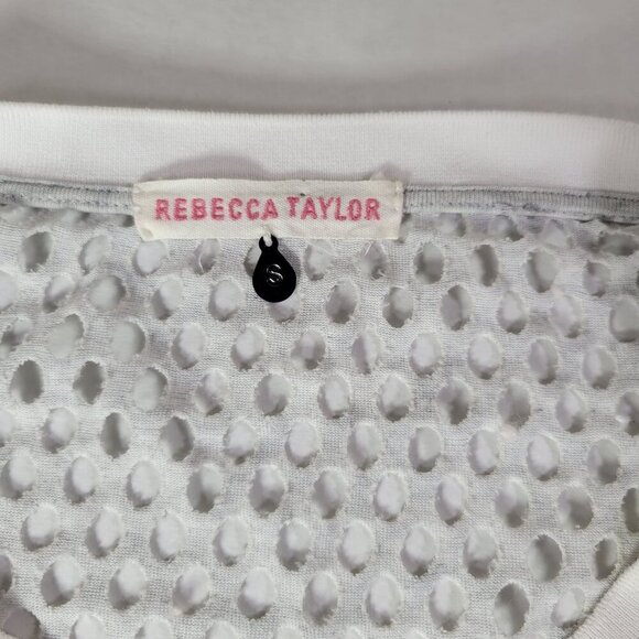 Rebecca Taylor Women Athleisure Gray & White Short-Sleeve Mesh Back Top Size S - Picture 2 of 6
